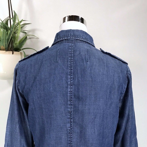 Bella Dahl Blue Tencel Chambray Button Front Top 3/4 Sleeve Shirt Size XS - Picture 6 of 11